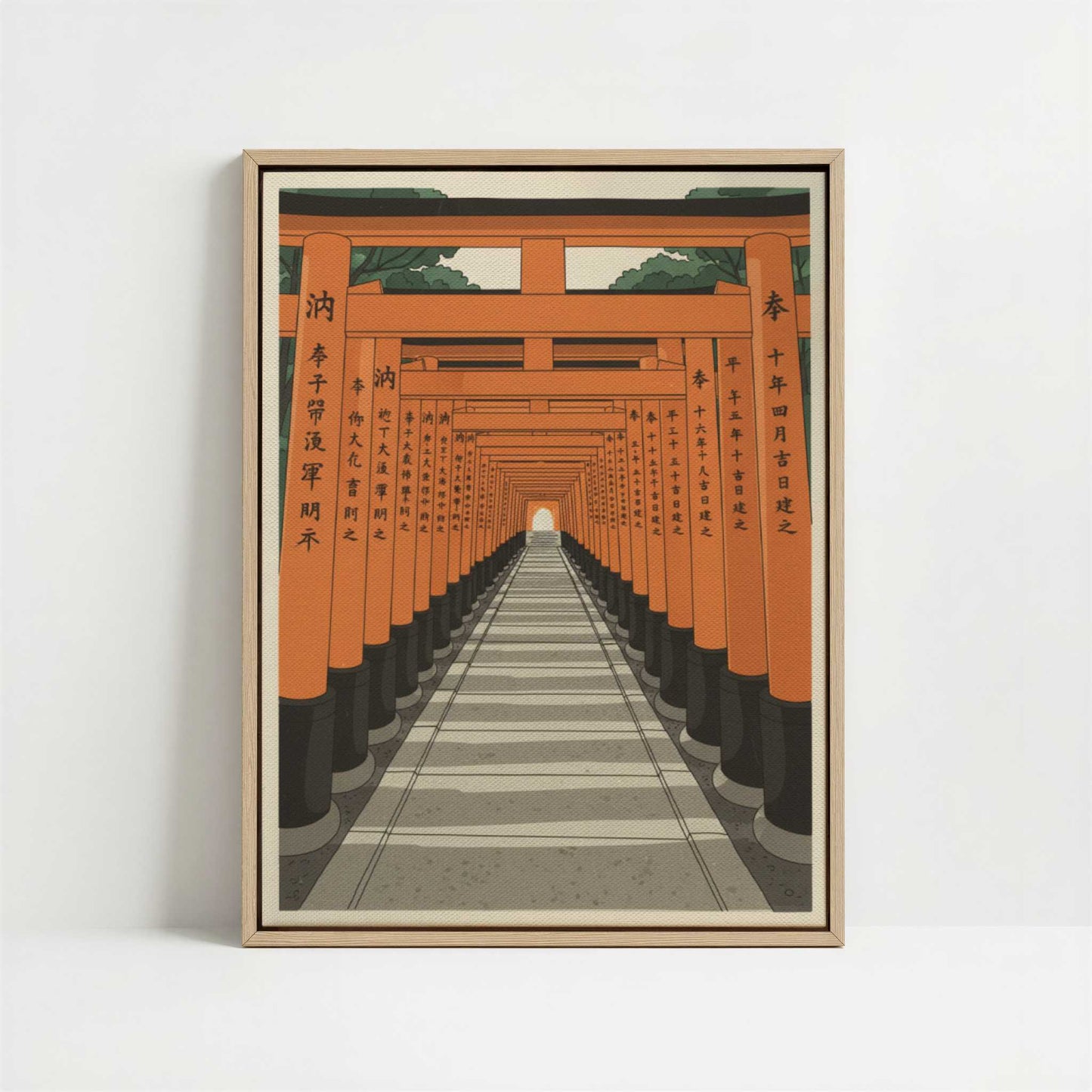 Framed Canvas - Framed canvas in oak color frame