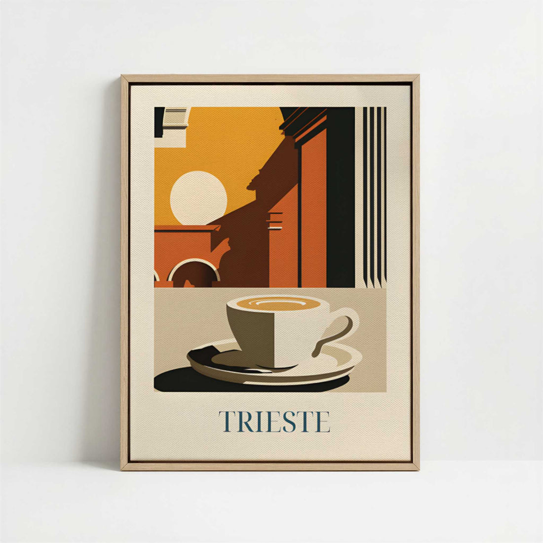 Framed Canvas - Framed canvas in oak color frame