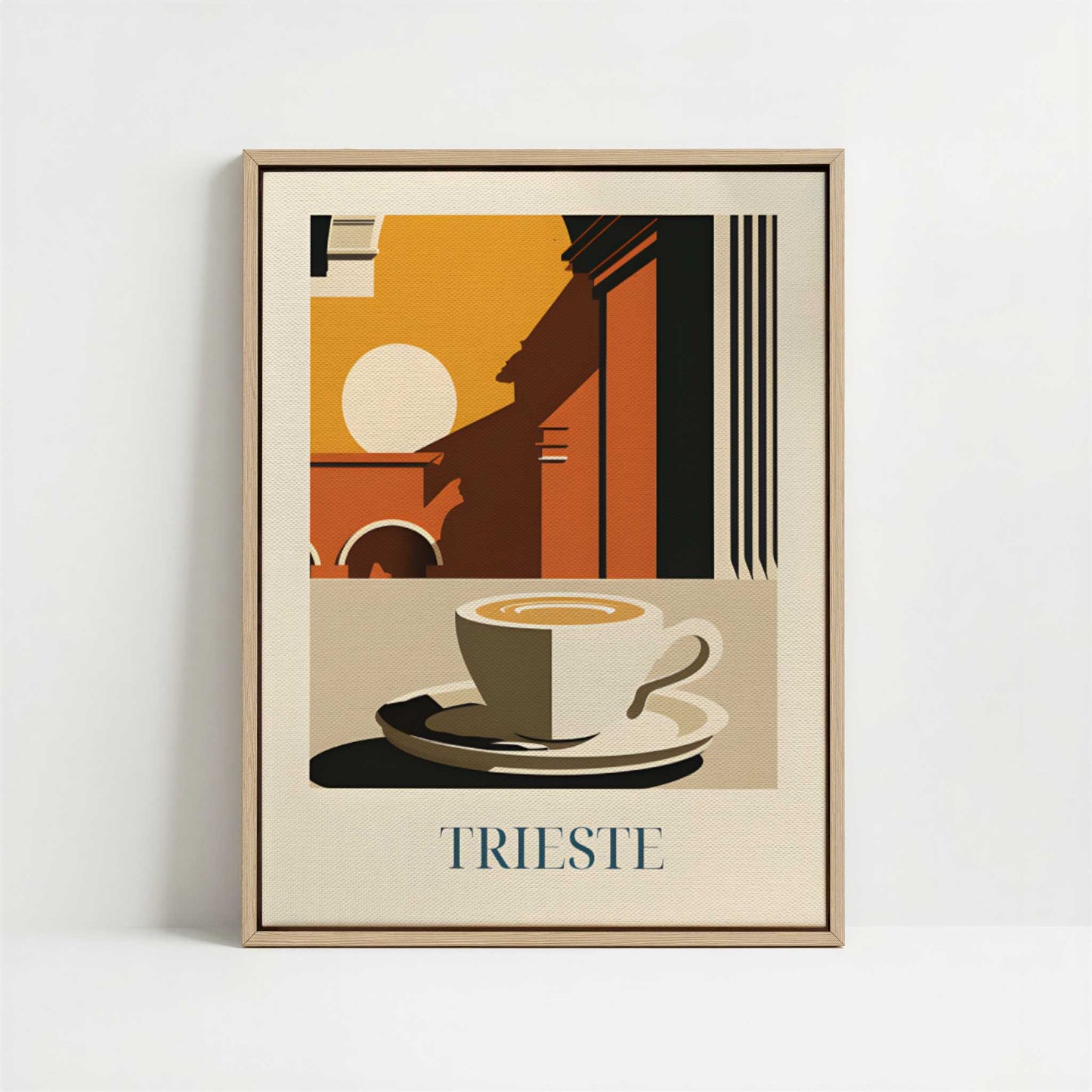 Framed Canvas - Framed canvas in oak color frame