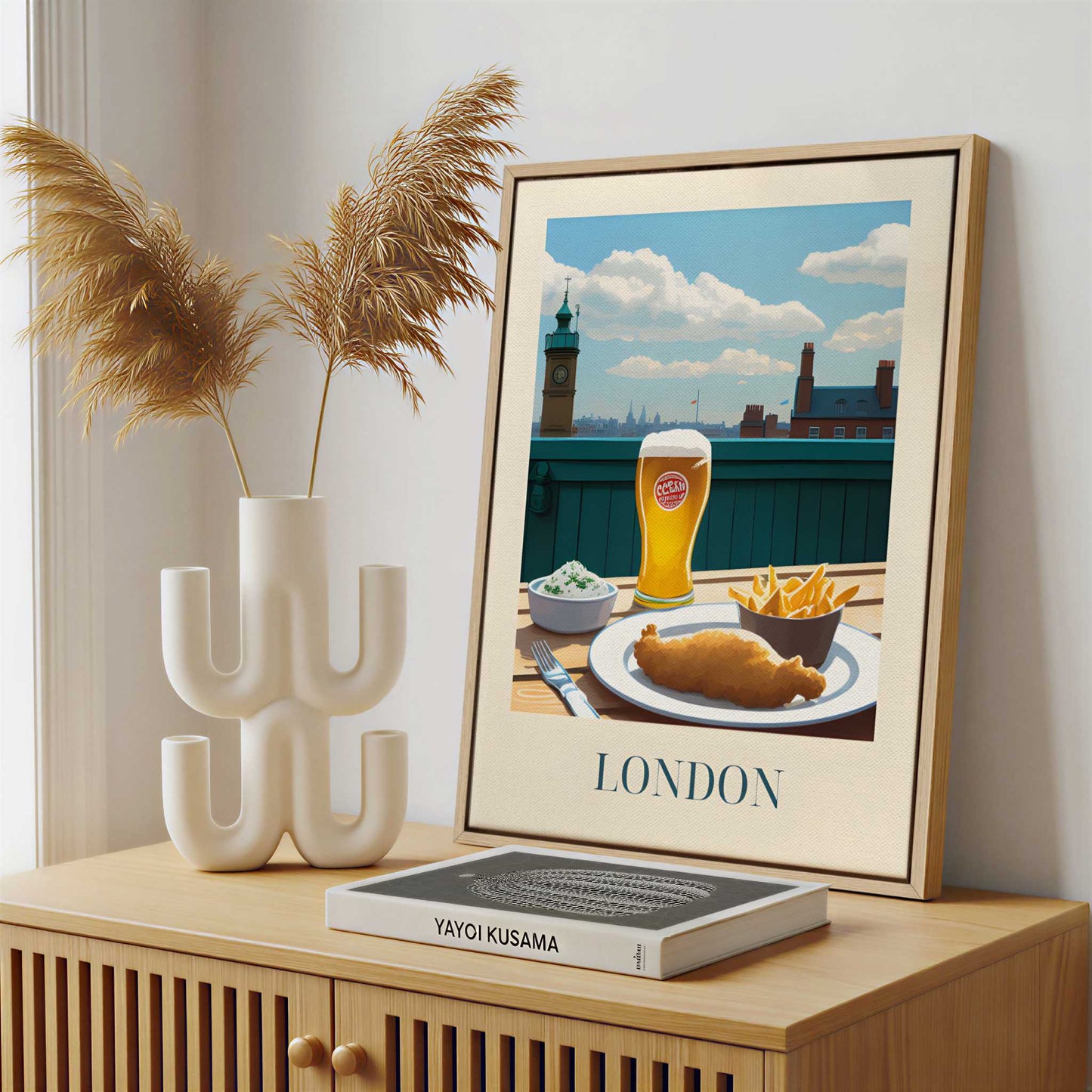 Framed Canvas - Framed canvas in a stylish interior setting