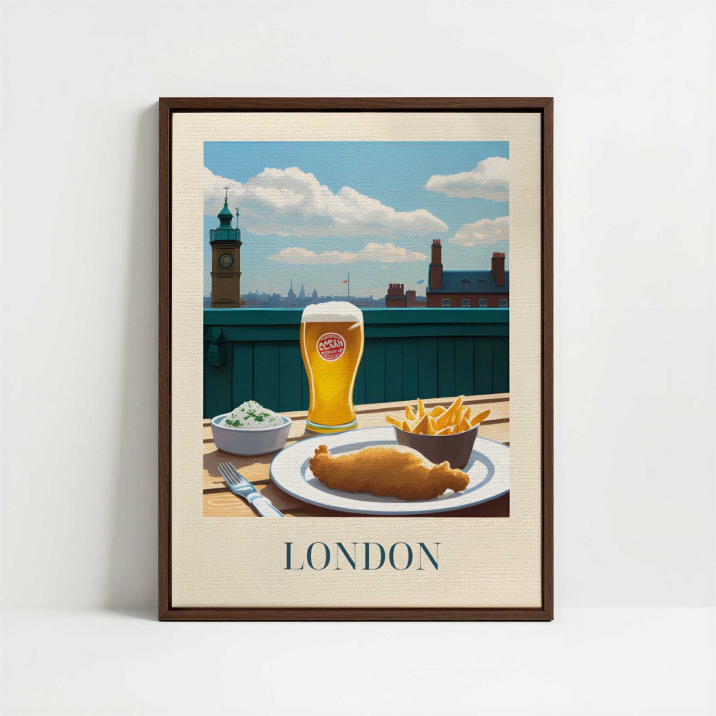 Framed Canvas - Framed canvas in dark wood color frame