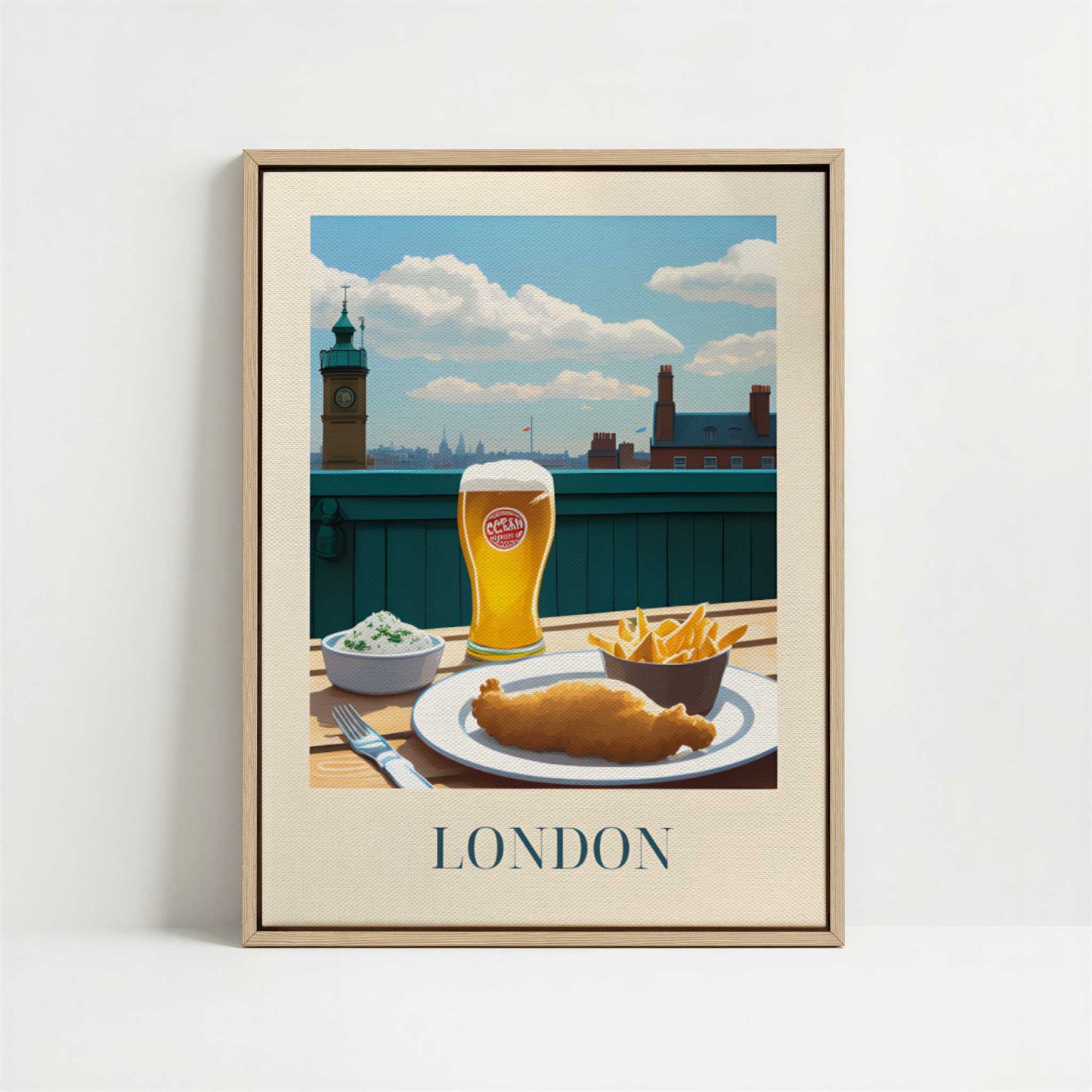 Framed Canvas - Framed canvas in oak color frame