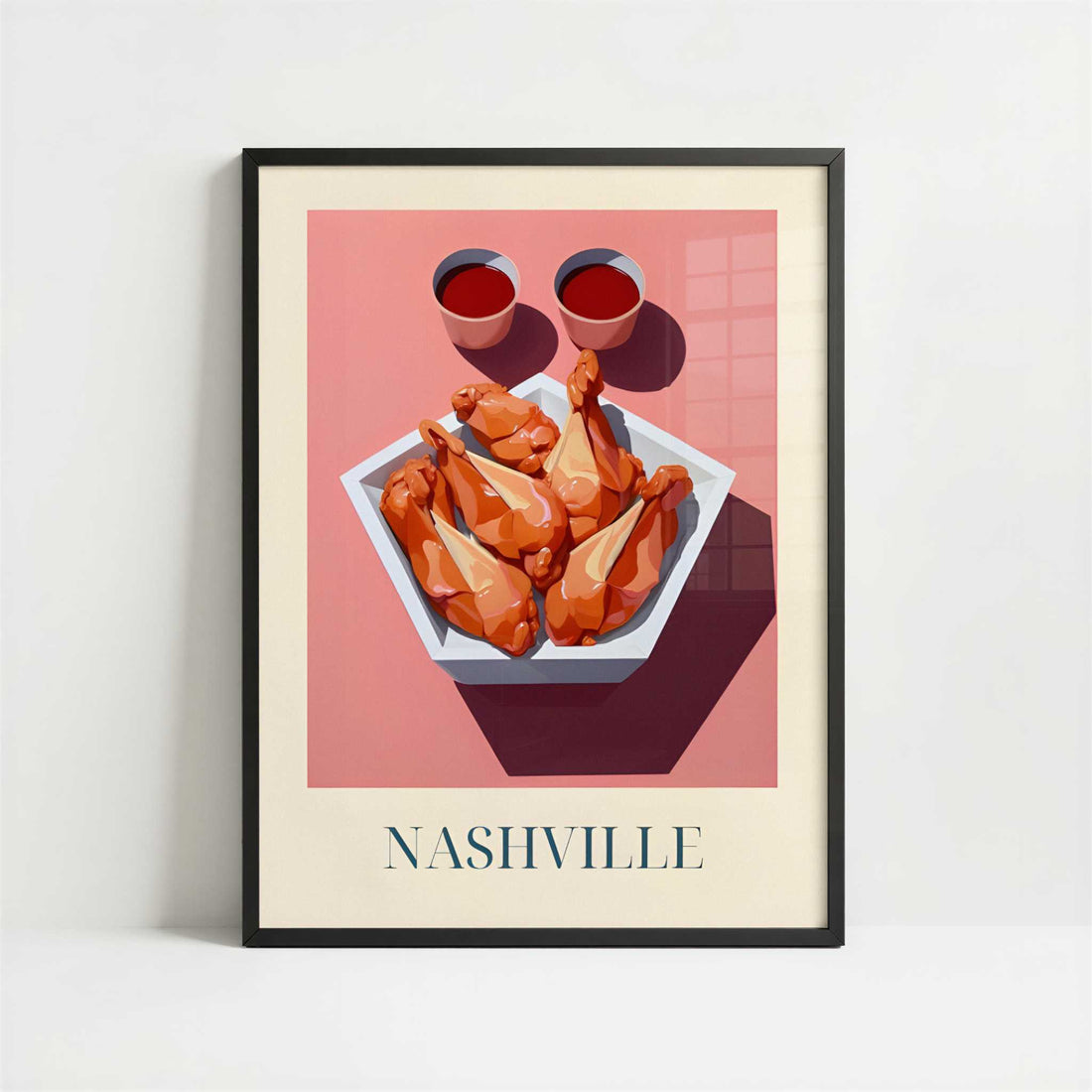 Fried Chicken from Nashville, United States - Art Print - Art print in black frame