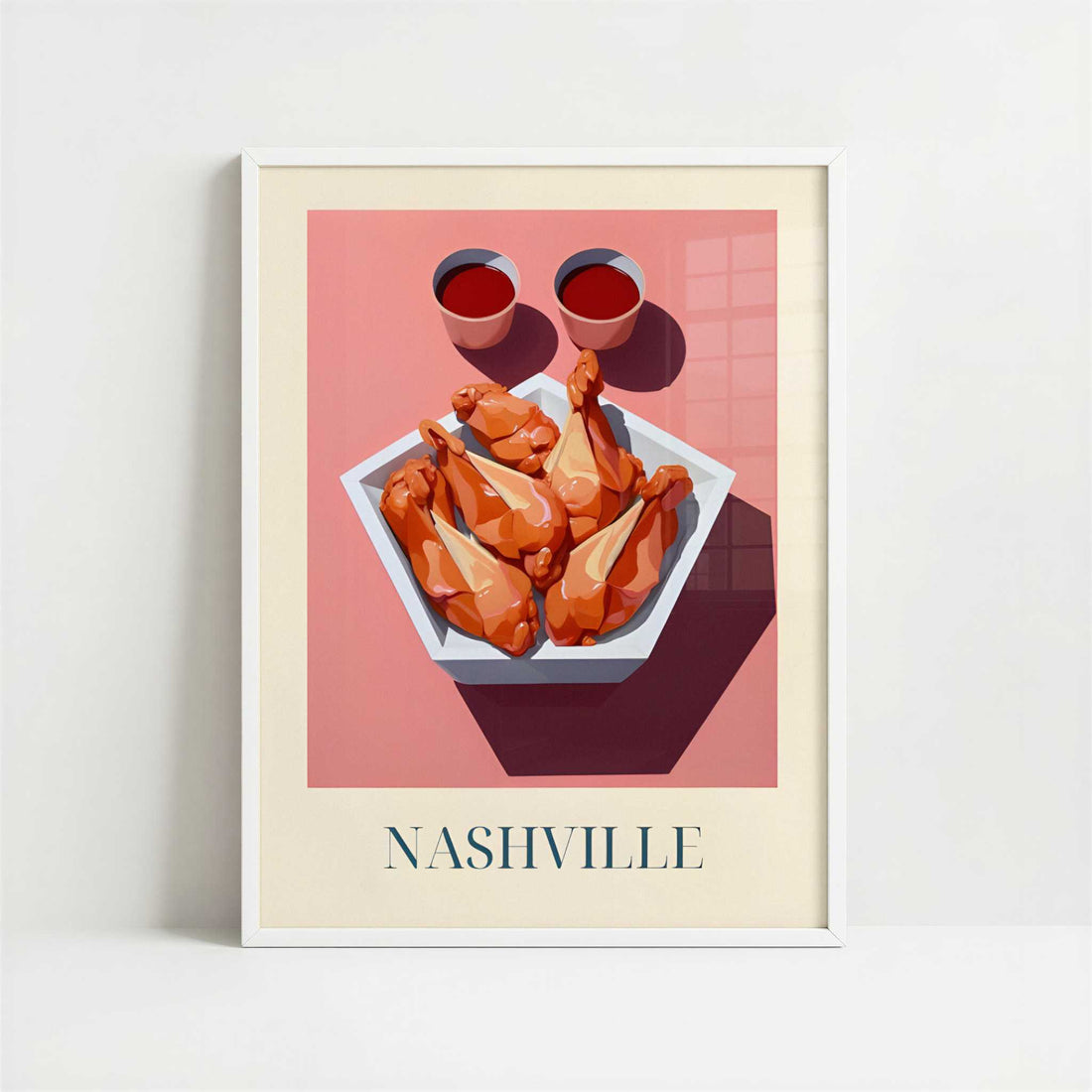 Fried Chicken from Nashville, United States - Art Print - Art print in white frame