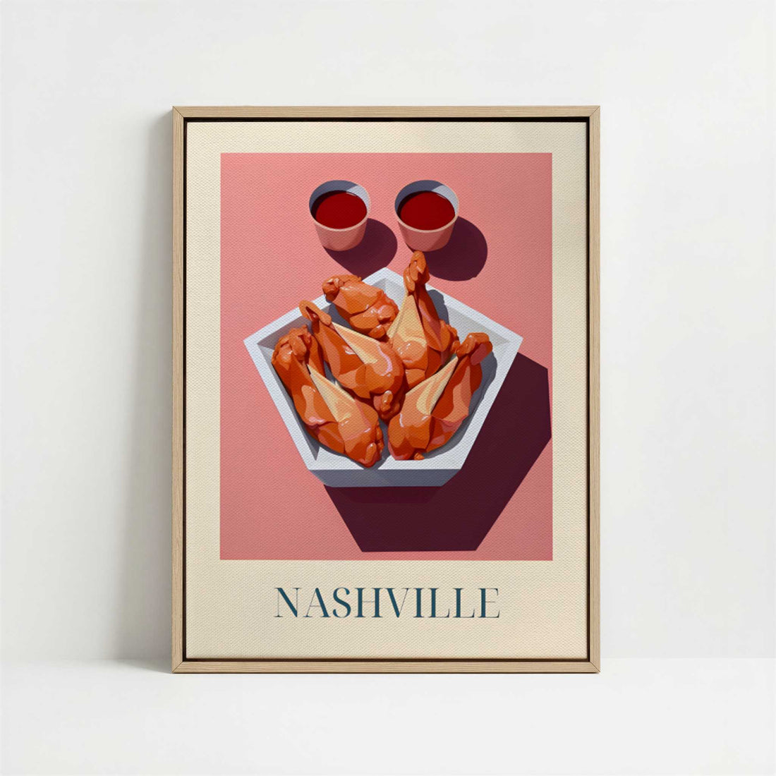 Framed Canvas - Framed canvas in oak color frame
