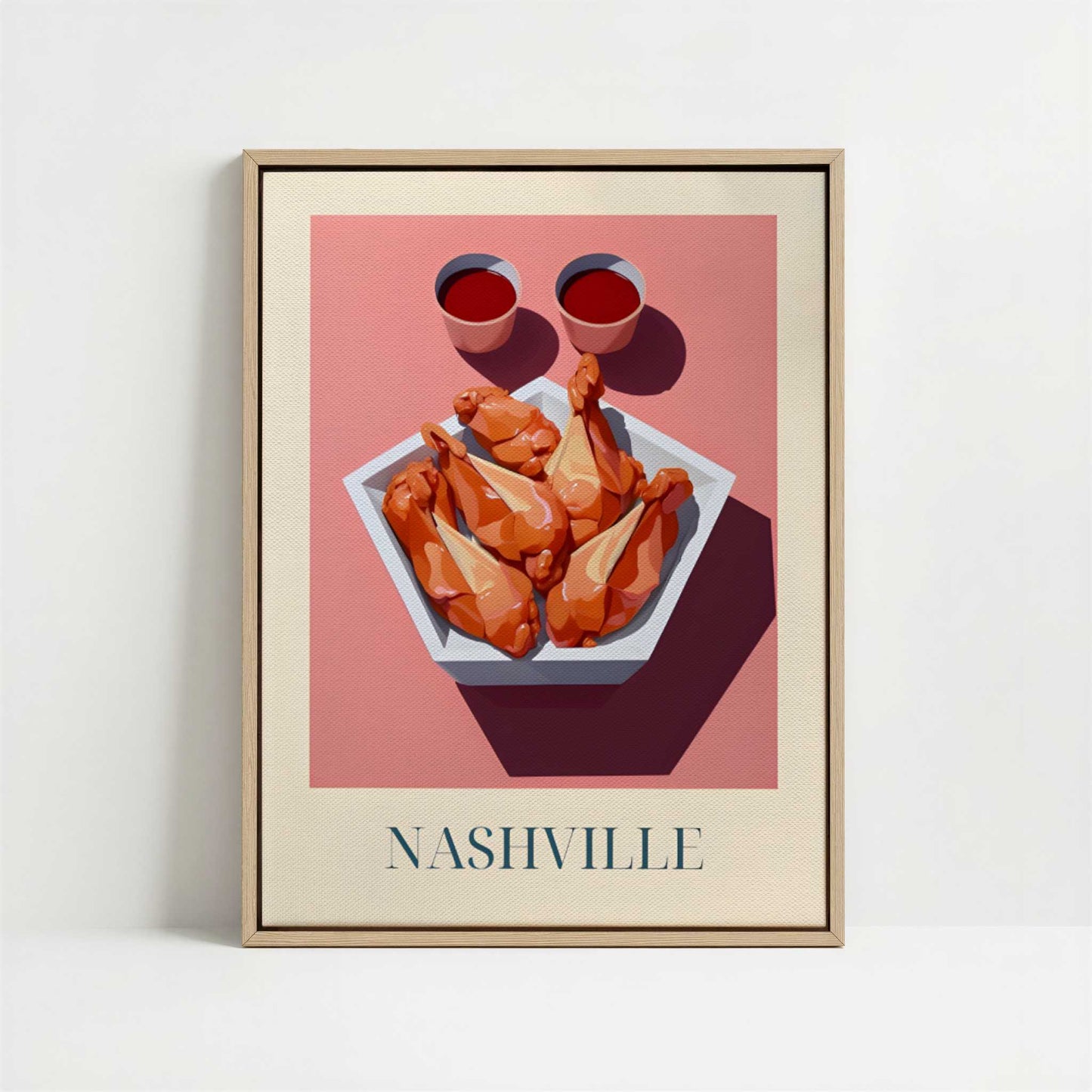 Framed Canvas - Framed canvas in oak color frame