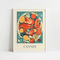 Seafood from Cannes, France - Art Print - Art print in white frame