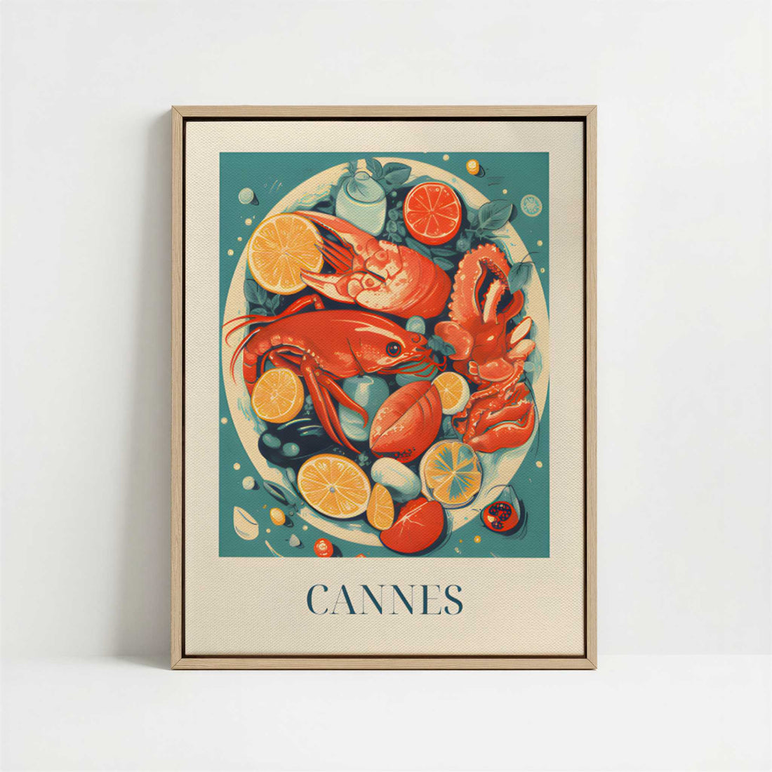 Framed Canvas - Framed canvas in oak color frame