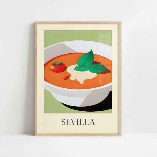 Gazpacho from Seville, Spain - Art Print - Art print in oak frame
