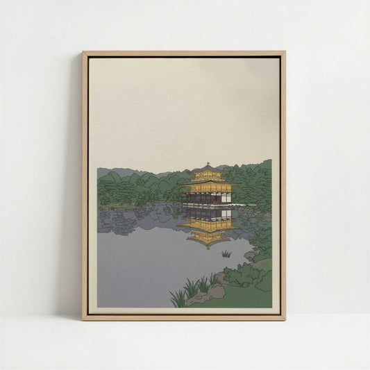 Framed Canvas - Framed canvas in oak color frame