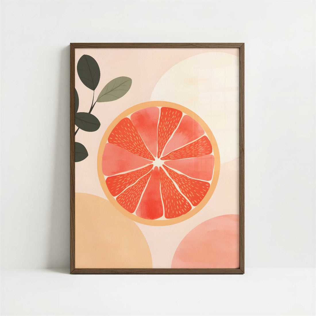 Grapefruit in Bohemian Style - Art Print - Art print in dark wood frame