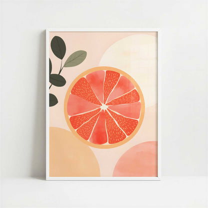 Grapefruit in Bohemian Style - Art Print - Art print in white frame