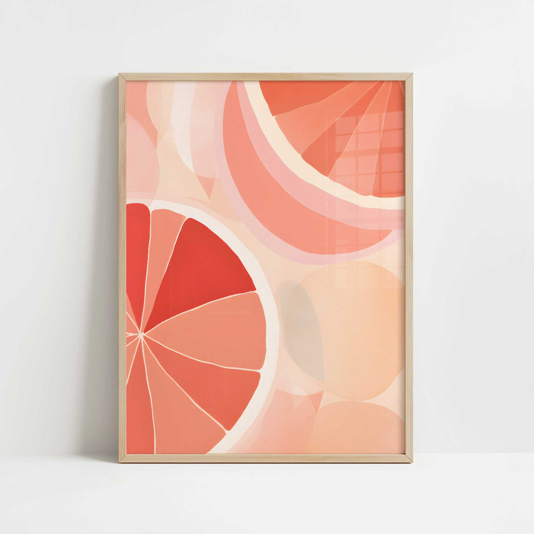 Grapefruits in Bohemian Style - Art Print - Art print in oak frame