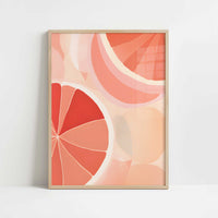 Grapefruits in Bohemian Style - Art Print - Art print in oak frame