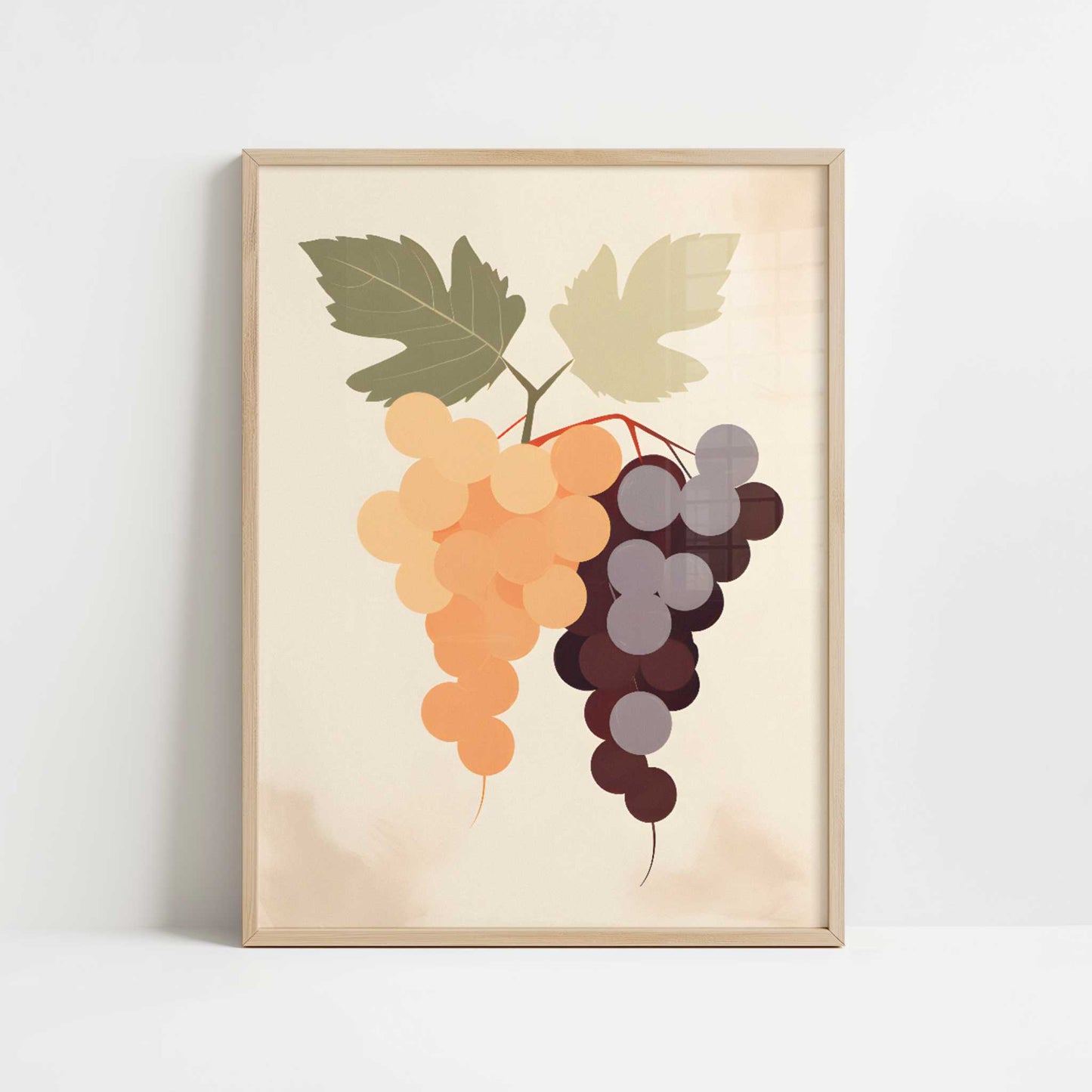 Grapes in Bohemian Style - Art Print - Art print in oak frame