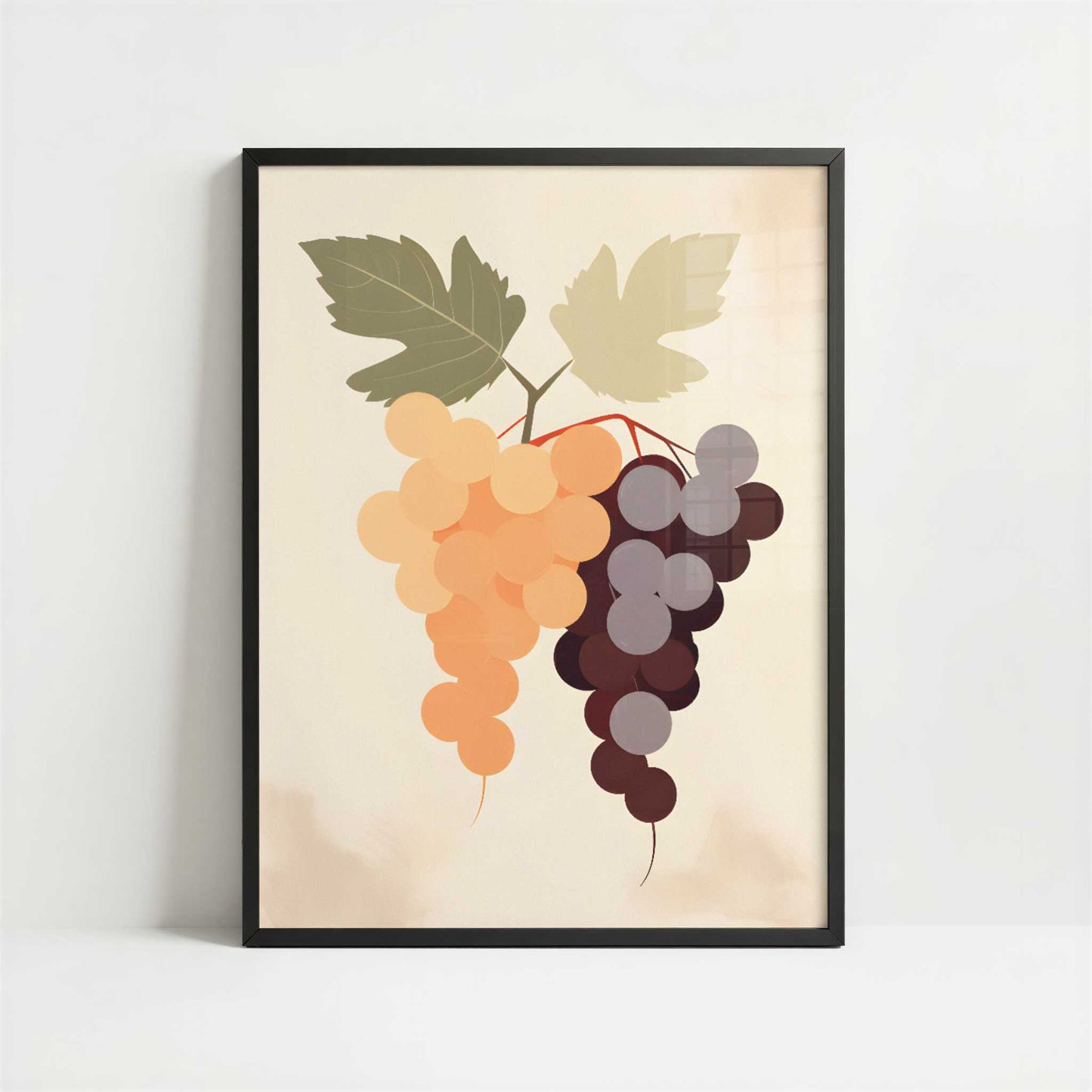 Grapes in Bohemian Style - Art Print - Art print in black frame