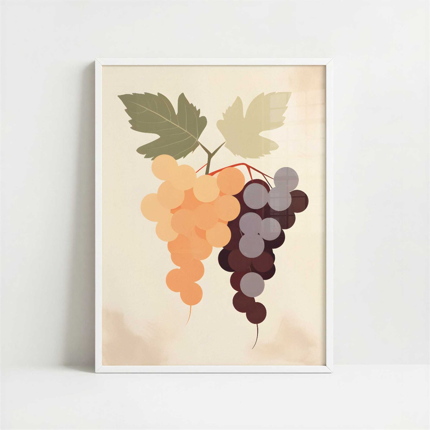 Grapes in Bohemian Style - Art Print - Art print in white frame