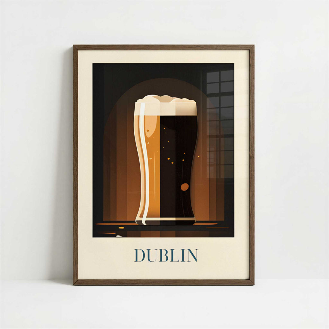 Guinness beer from Dublin, Ireland - Art Print - Art print in dark wood frame