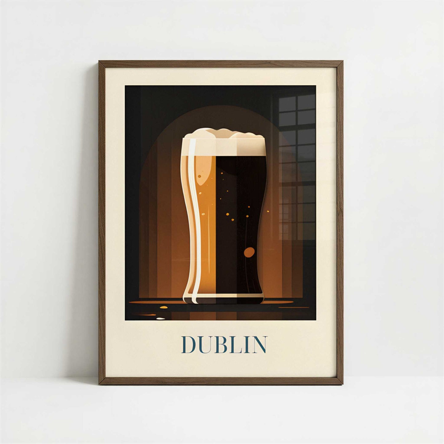 Guinness beer from Dublin, Ireland - Art Print - Art print in dark wood frame