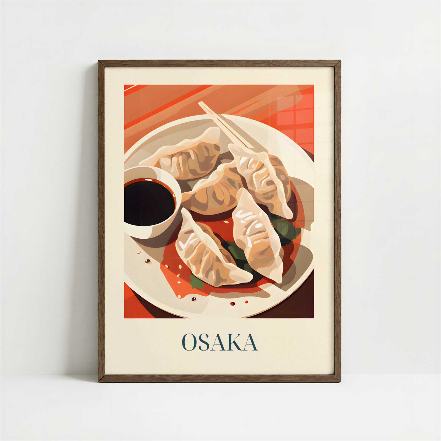 Gyoza from Osaka, Japan - Art Print - Art print in dark wood frame