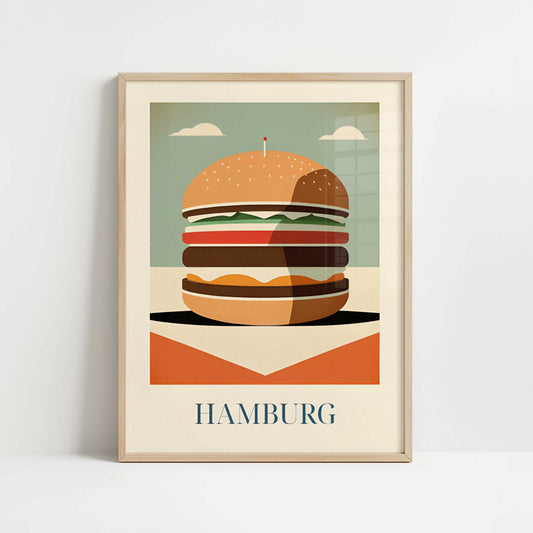 Hamburger from Hamburg, Germany - Art Print - Art print in oak frame