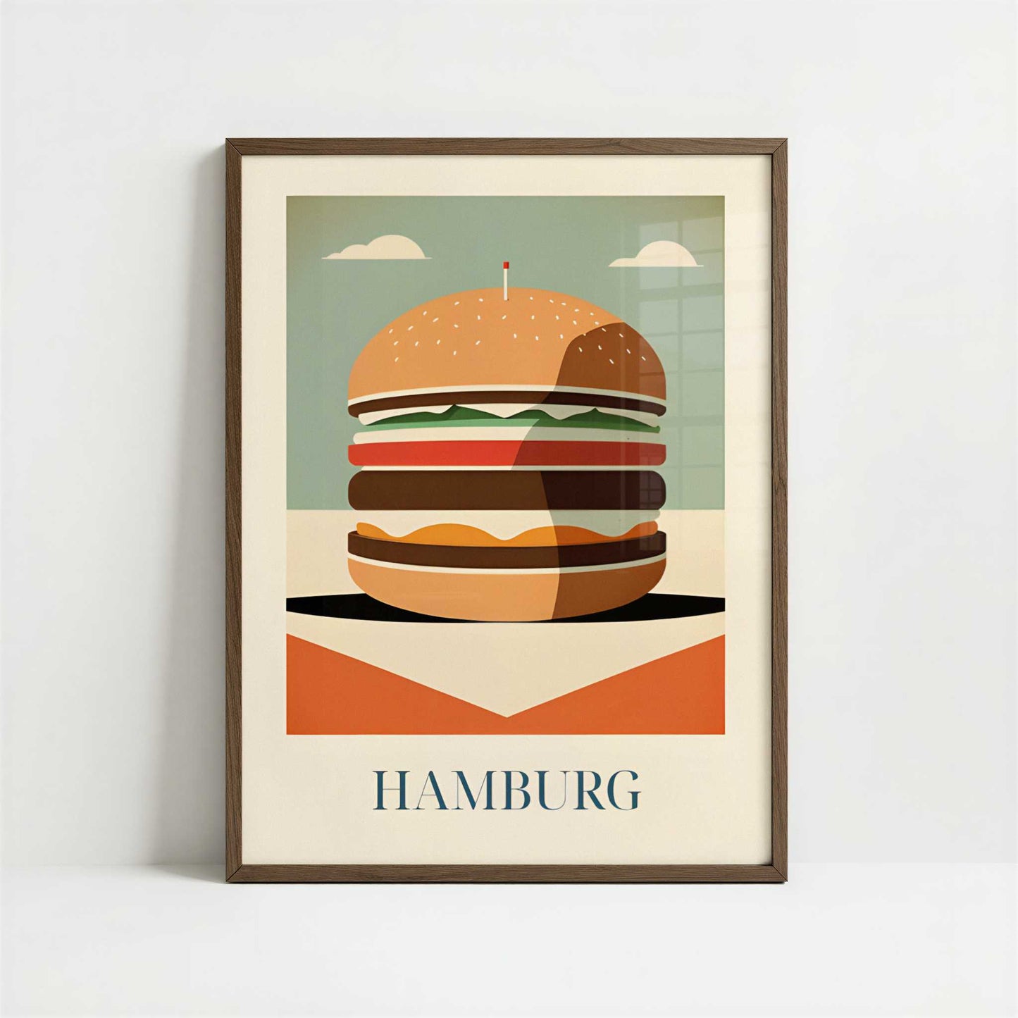 Hamburger from Hamburg, Germany - Art Print - Art print in dark wood frame