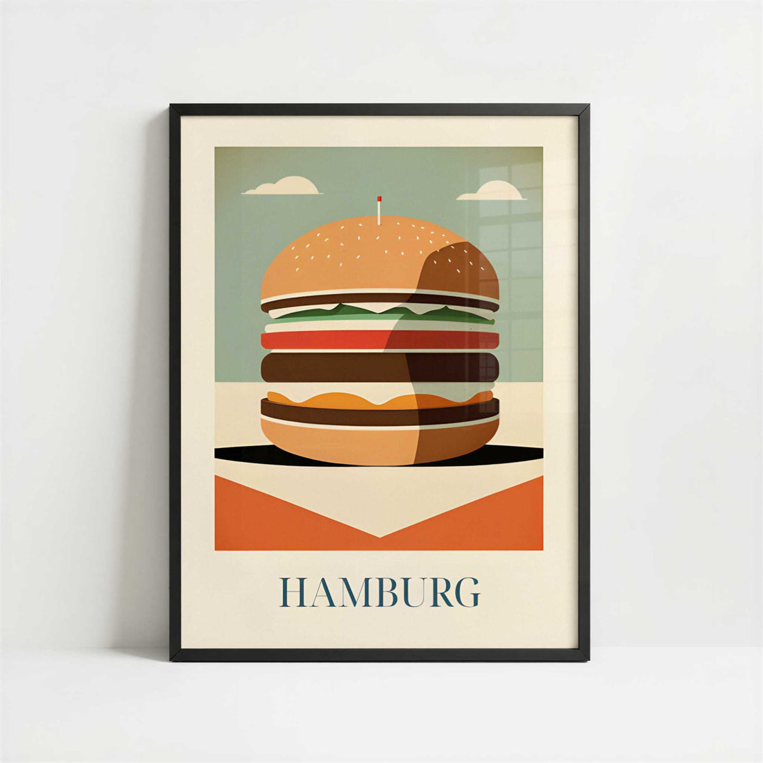 Hamburger from Hamburg, Germany - Art Print - Art print in black frame