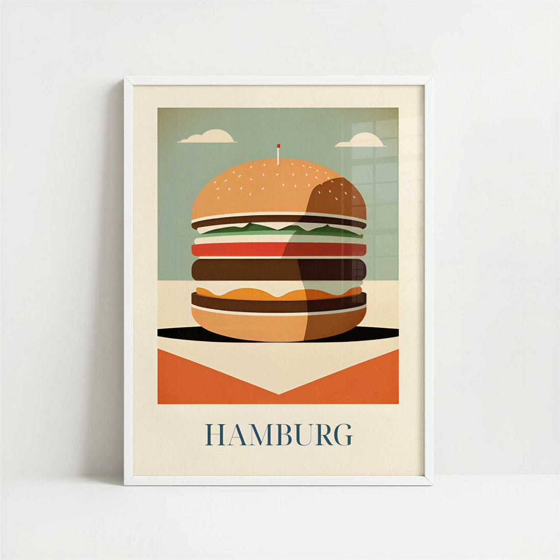 Hamburger from Hamburg, Germany - Art Print - Art print in white frame