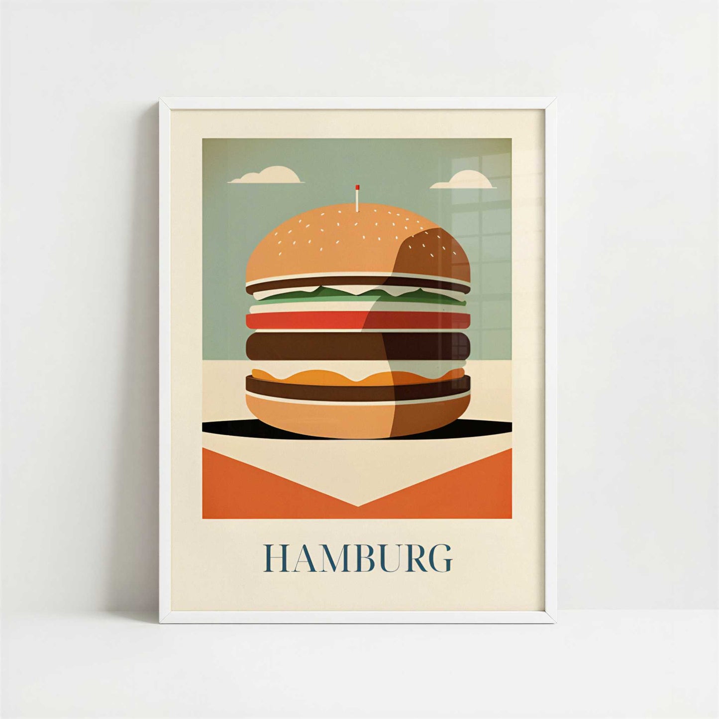 Hamburger from Hamburg, Germany - Art Print - Art print in white frame