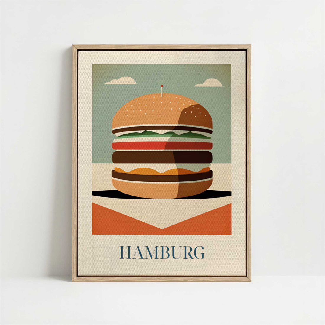 Framed Canvas - Framed canvas in oak color frame