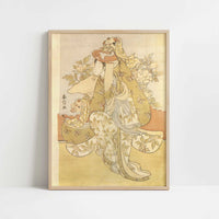 Girl Performing the Lion Dance (1769–70) by Harunobu Suzuki – Art Print - Art print in oak frame