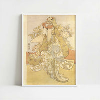 Girl Performing the Lion Dance (1769–70) by Harunobu Suzuki – Art Print - Art print in white frame