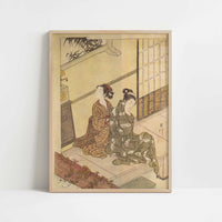 The Evening Bell of the Clock (c.1766) by Suzuki Harunobu – Art Print - Art print in oak frame