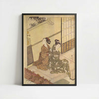 The Evening Bell of the Clock (c.1766) by Suzuki Harunobu – Art Print - Art print in black frame