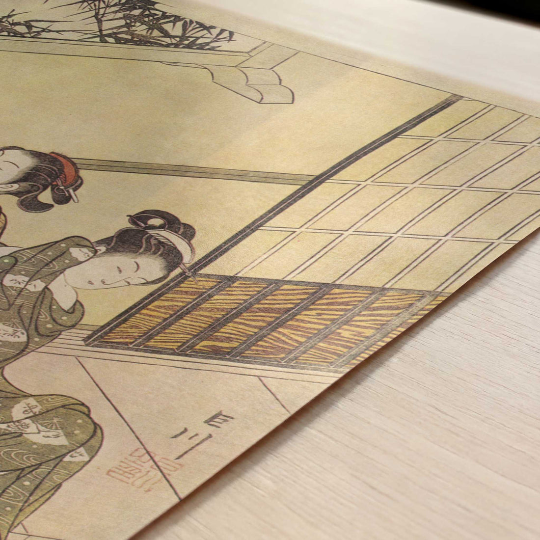 The Evening Bell of the Clock (c.1766) by Suzuki Harunobu – Art Print - Close-up detail of the art print