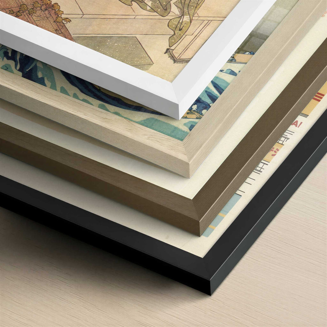 The Evening Bell of the Clock (c.1766) by Suzuki Harunobu – Art Print - Close-up detail of the different frames