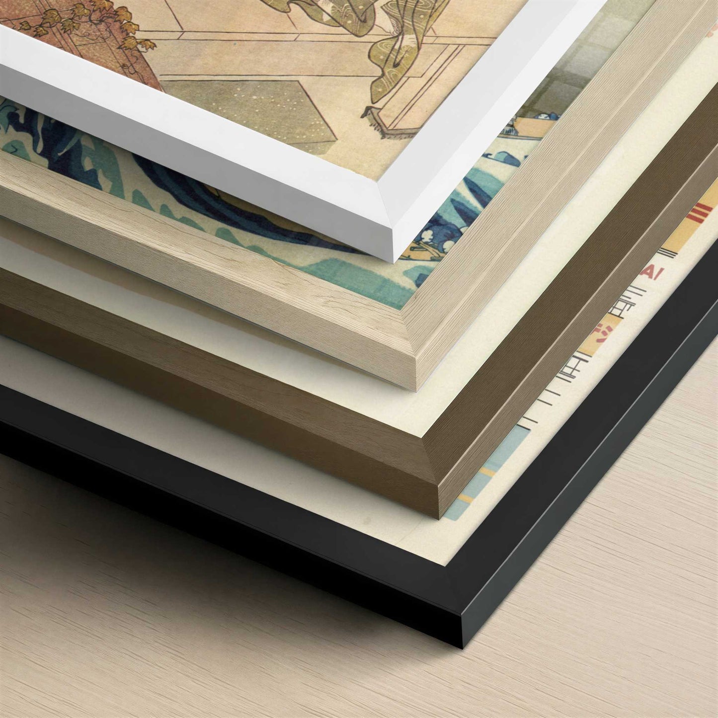 The Evening Bell of the Clock (c.1766) by Suzuki Harunobu – Art Print - Close-up detail of the different frames