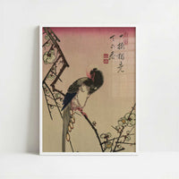 Plum Blossom and Magpie (1830-1858) by Hiroshige – Art Print - Art print in white frame