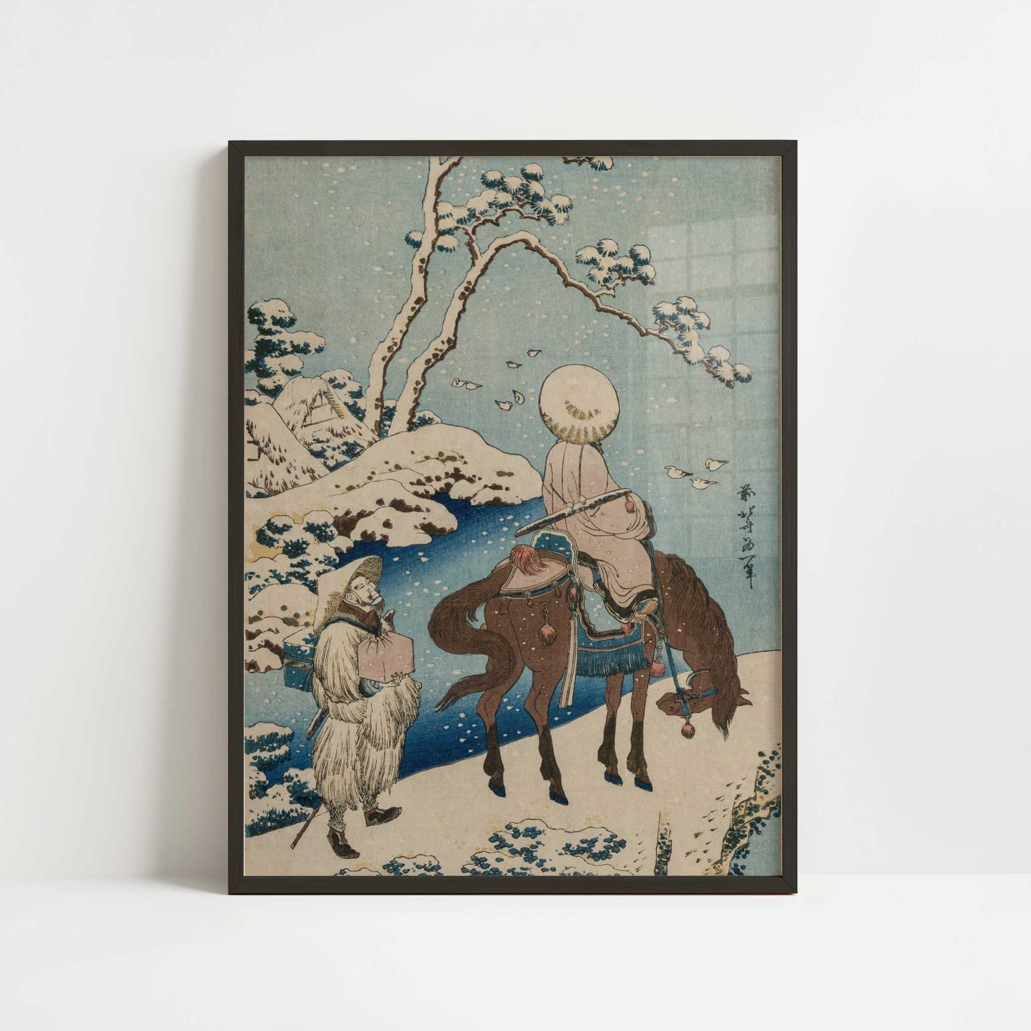 Chinese Officials Crossing a Bridge to View the Snow (1834–35) – Katsushika Hokusai – Print