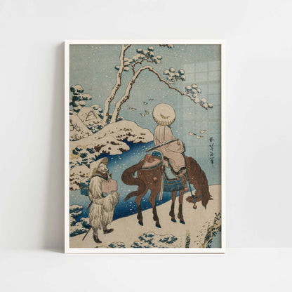 Chinese Officials Crossing a Bridge to View the Snow (1834–35) – Katsushika Hokusai – Print