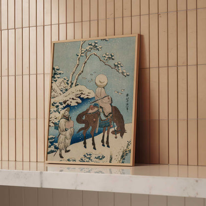 Chinese Officials Crossing a Bridge to View the Snow (1834–35) – Katsushika Hokusai – Print