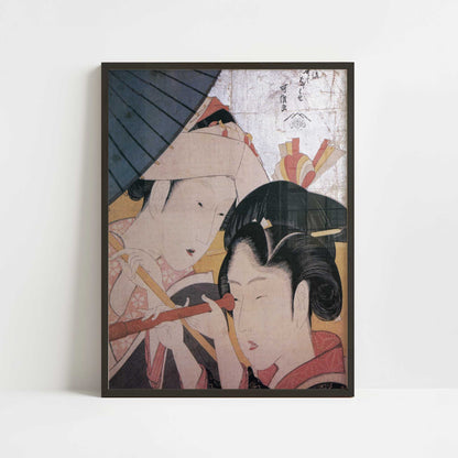 Lady and Maiden on an Outing (1790s) – Katsushika Hokusai – Print