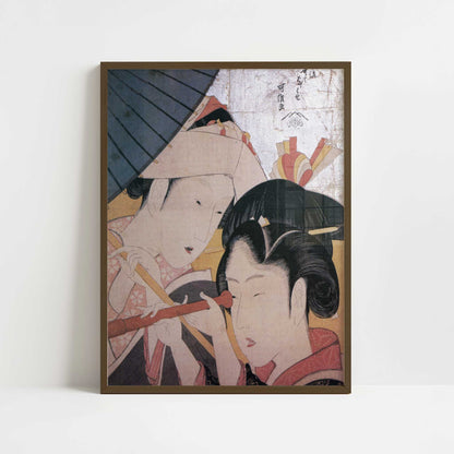 Lady and Maiden on an Outing (1790s) – Katsushika Hokusai – Print