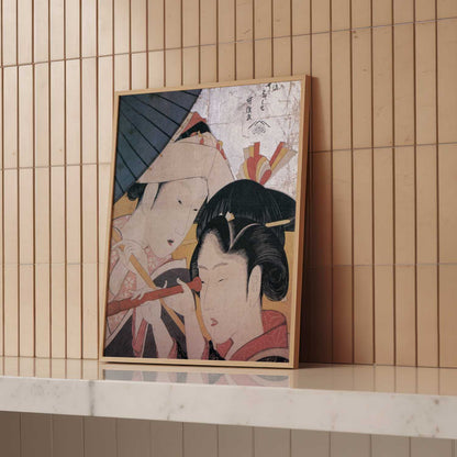 Lady and Maiden on an Outing (1790s) – Katsushika Hokusai – Print