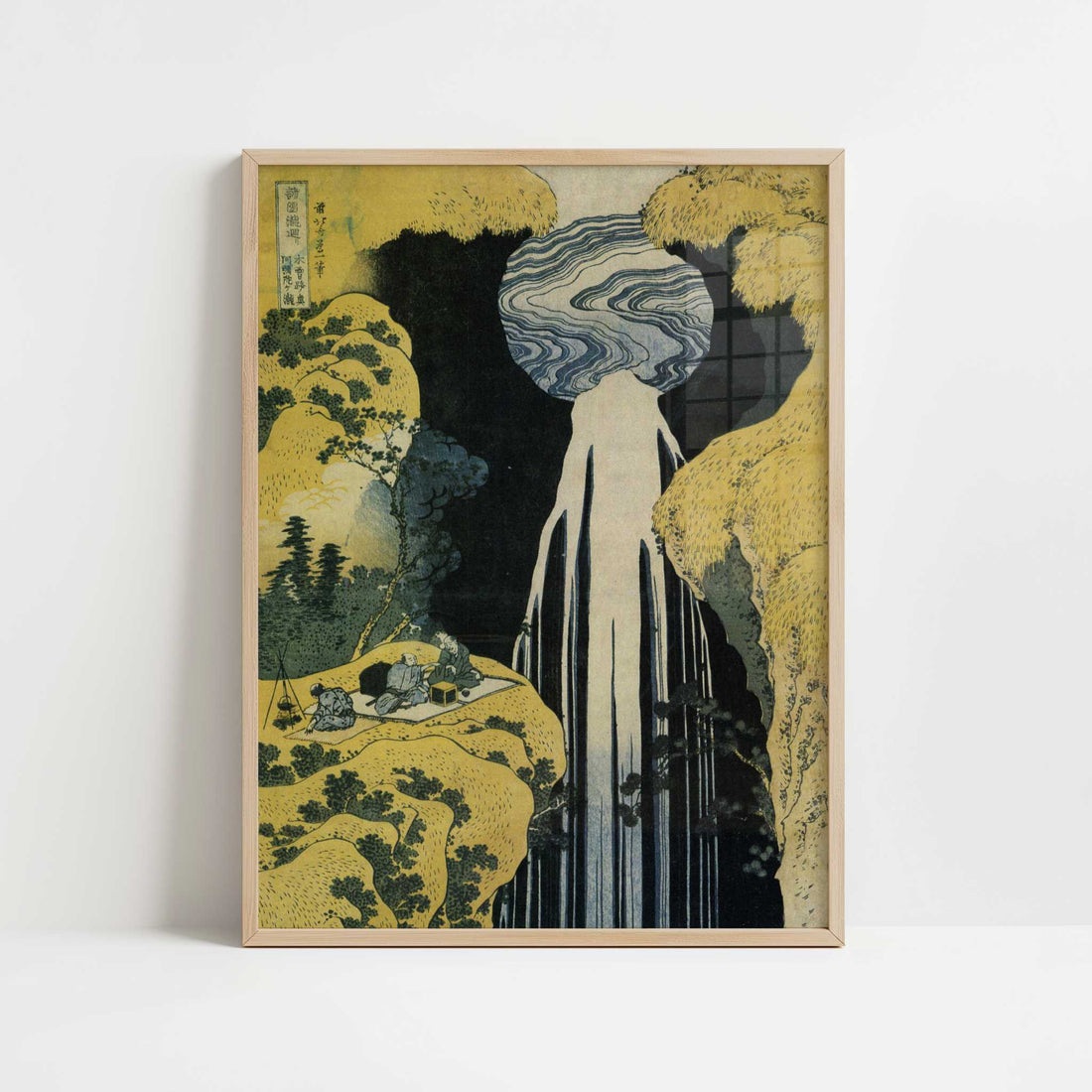 Amida Waterfall on the Kiso Highway (c.1833) by Hokusai – Art Print - Art print in oak frame