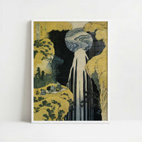 Amida Waterfall on the Kiso Highway (c.1833) by Hokusai – Art Print - Art print in white frame