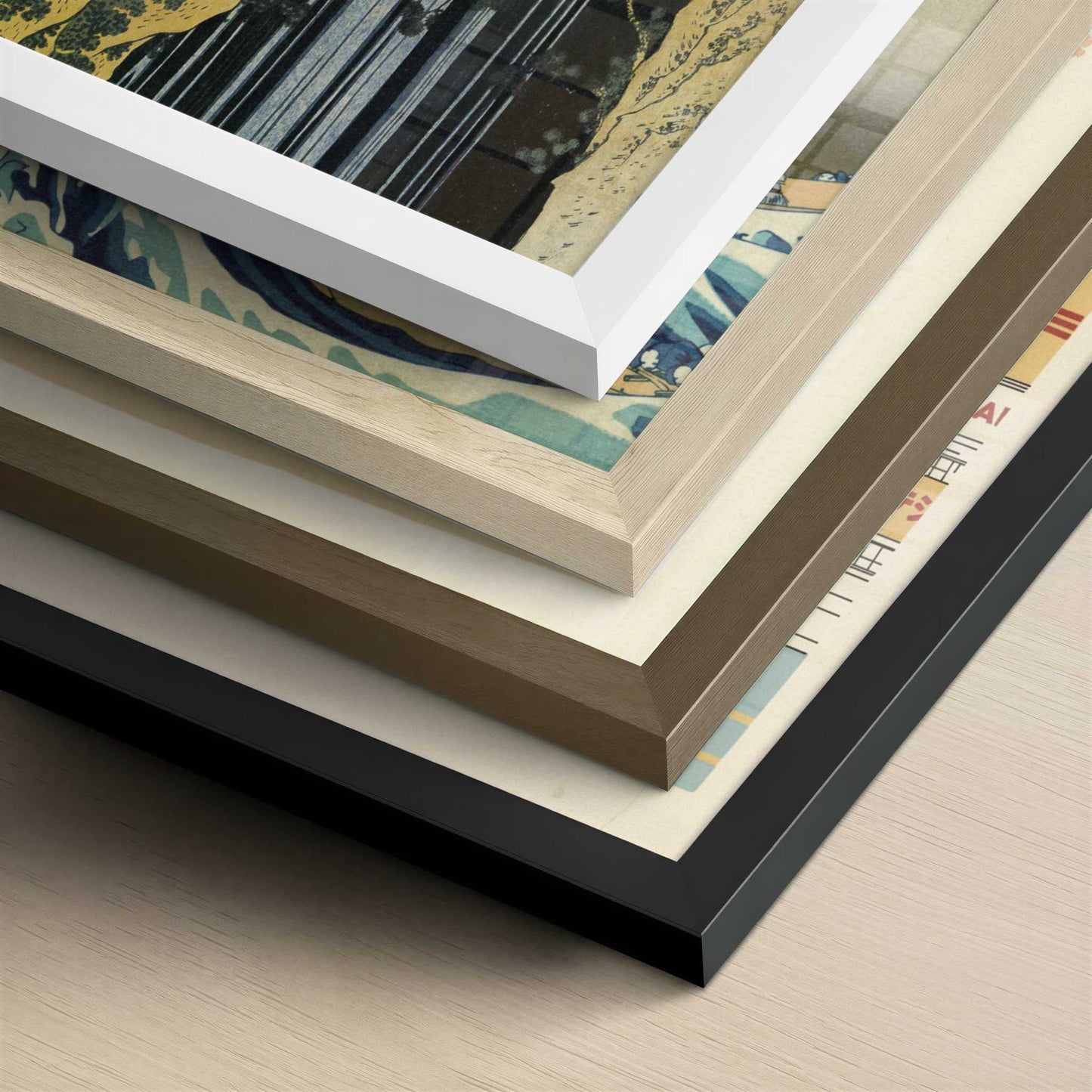 Amida Waterfall on the Kiso Highway (c.1833) by Hokusai – Art Print - Close-up detail of the different frames