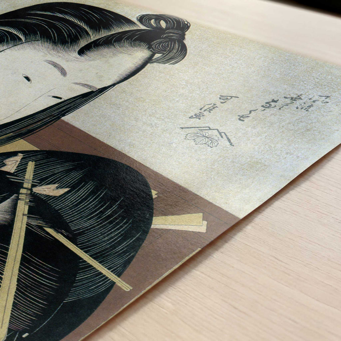 Girls at their Toilette (1790s) by Hokusai – Art Print - Close-up detail of the art print