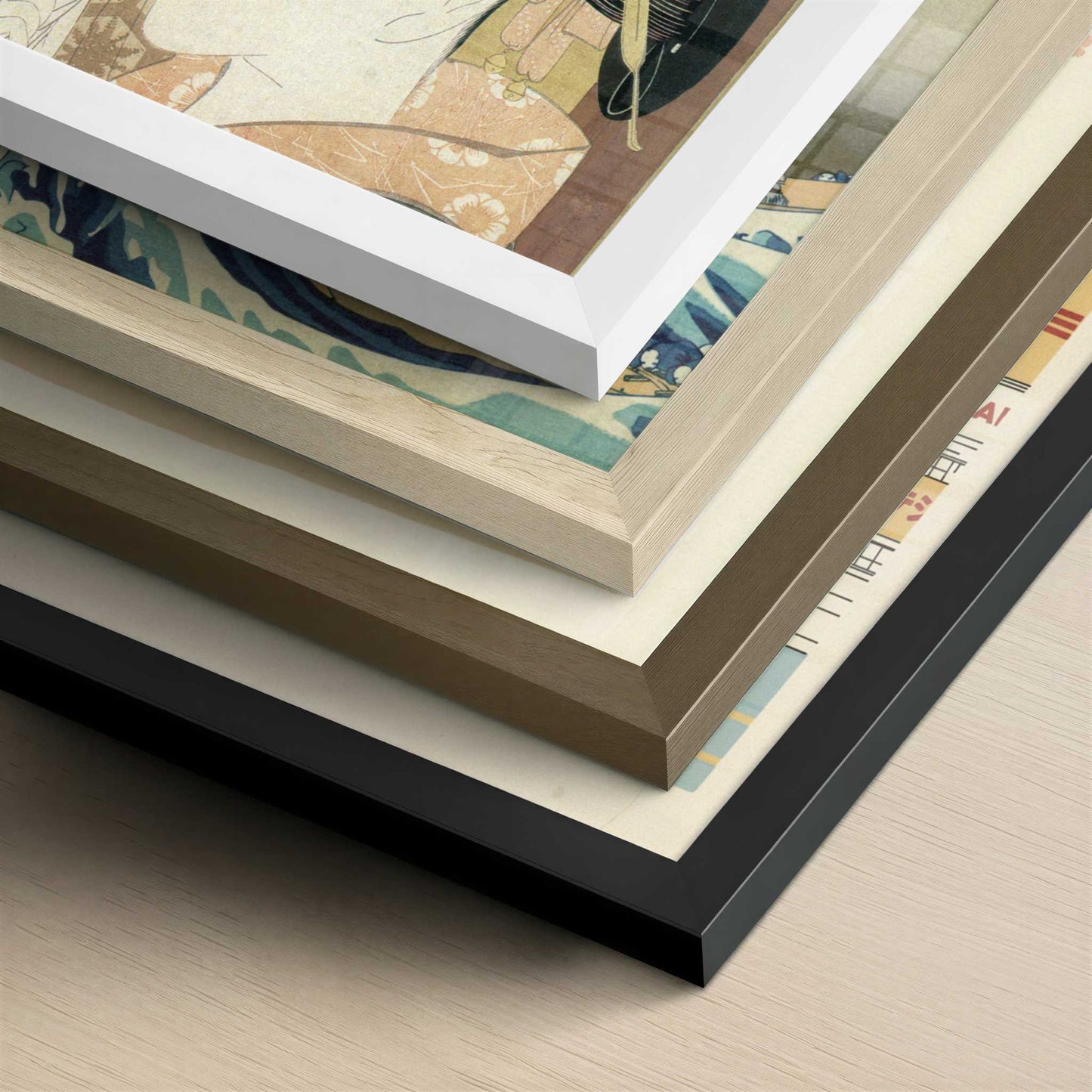 Girls at their Toilette (1790s) by Hokusai – Art Print - Close-up detail of the different frames