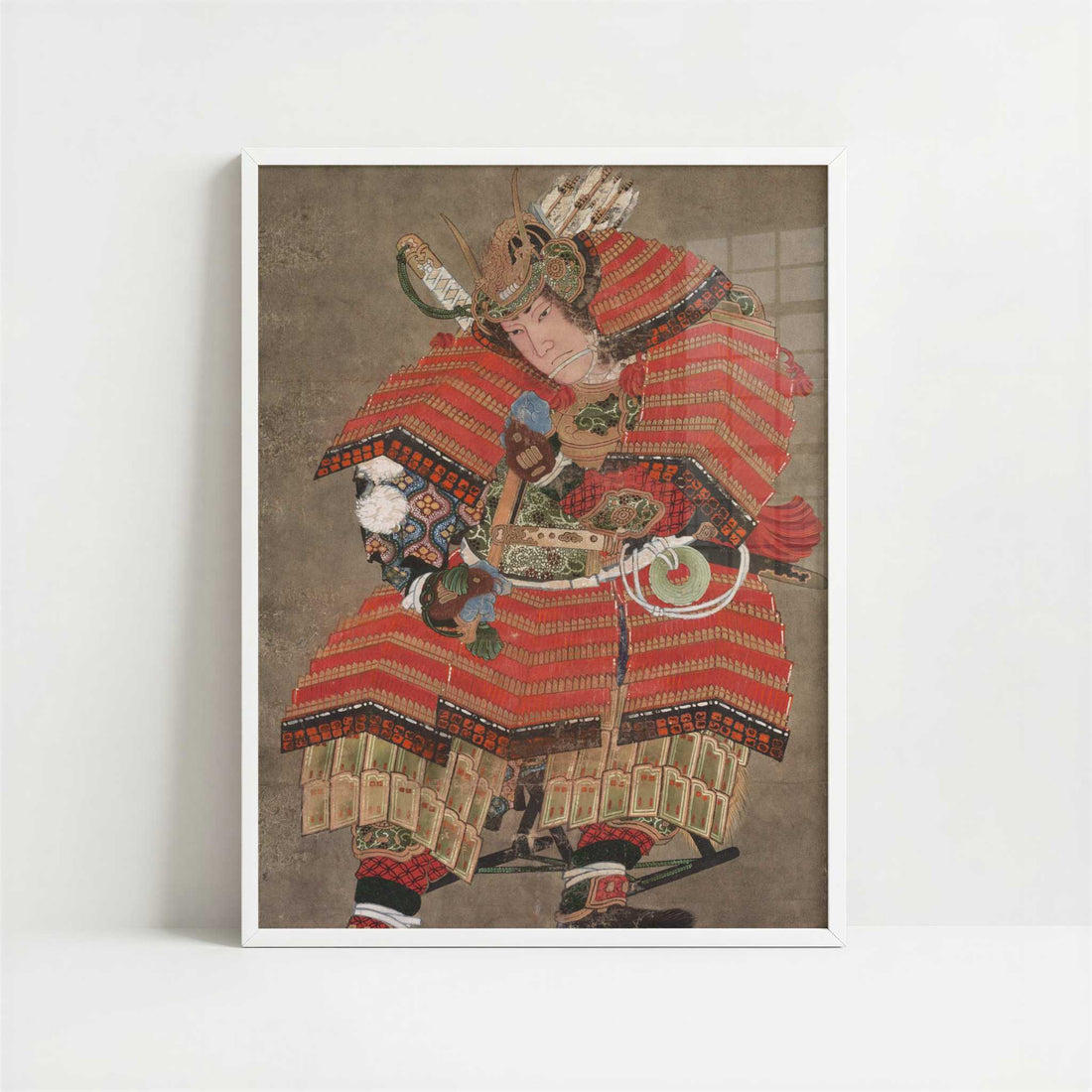 Minamoto no Yoshitsune (1830s) by Hokusai – Art Print - Art print in white frame